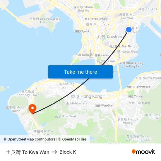 土瓜灣 To Kwa Wan to Block K map