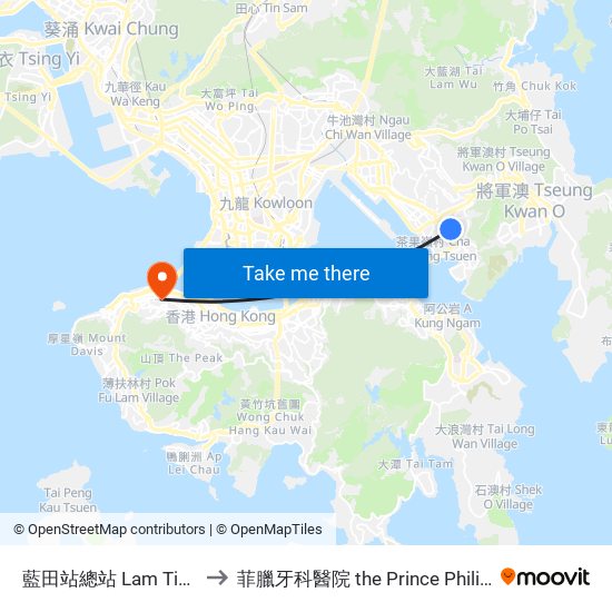 藍田站總站 Lam Tin Station B/T to 菲臘牙科醫院 the Prince Philip Dental Hospital map