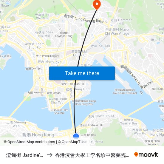 渣甸街 Jardine's Bazaar to 香港浸會大學王李名珍中醫藥臨床研究服務中心 map