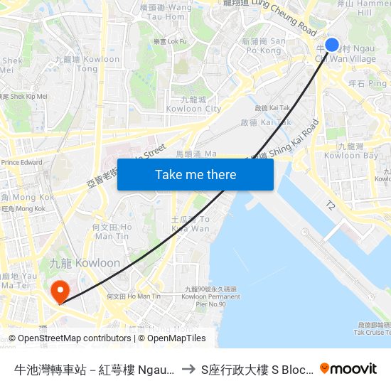牛池灣轉車站－紅萼樓 Ngau Chi Wan Bbi - Hung Ngok House to S座行政大樓 S Block Administration Block map