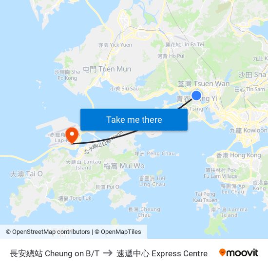 長安總站 Cheung on B/T to 速遞中心 Express Centre map