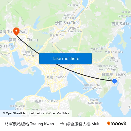 將軍澳站總站 Tseung Kwan O Station Bus Terminus to 綜合服務大樓 Multi-Services Complex map