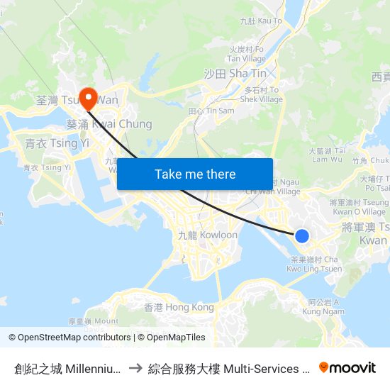 創紀之城 Millennium City to 綜合服務大樓 Multi-Services Complex map