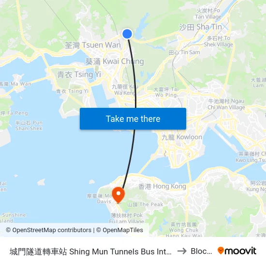 城門隧道轉車站 Shing Mun Tunnels Bus Interchange to Block J map