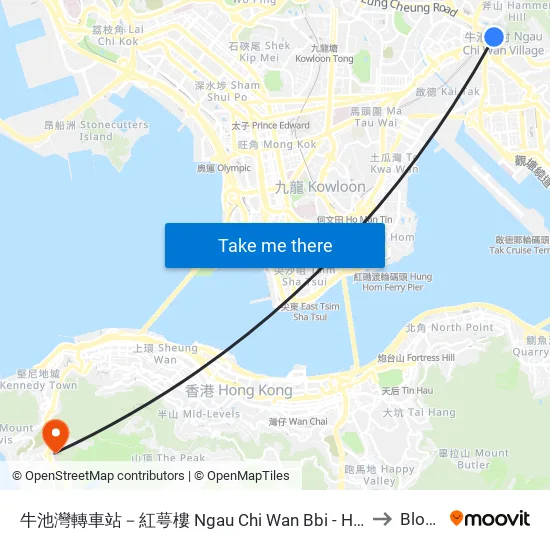 牛池灣轉車站－紅萼樓 Ngau Chi Wan Bbi - Hung Ngok House to Block J map