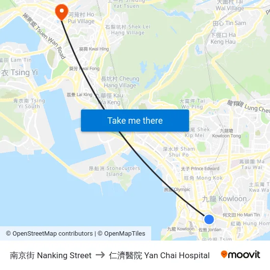 南京街 Nanking Street to 仁濟醫院 Yan Chai Hospital map