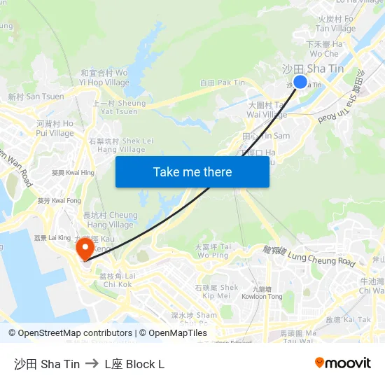 Sha Tin to Block L map