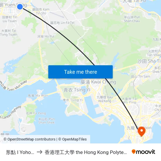形點 I Yoho Mall I to 香港理工大學 the Hong Kong Polytechnic University map