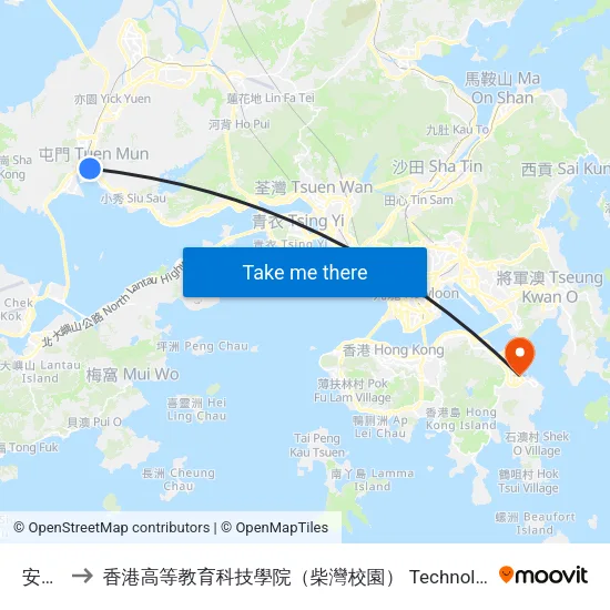 安定 on Ting to 香港高等教育科技學院（柴灣校園） Technological And Higher Education Institute Of Hong Kong (Chai Wan Campus) map