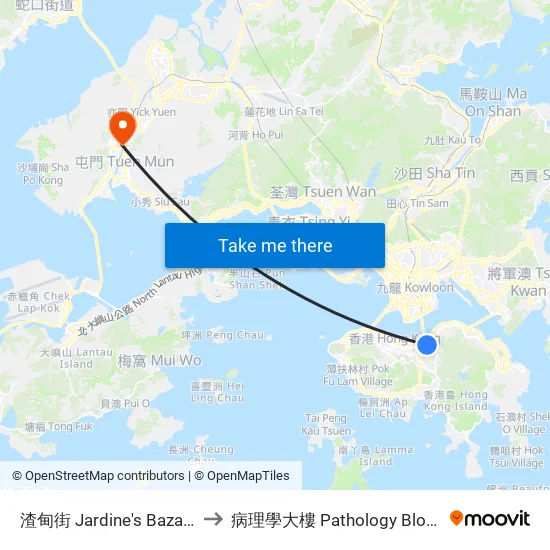 渣甸街 Jardine's Bazaar to 病理學大樓 Pathology Block map