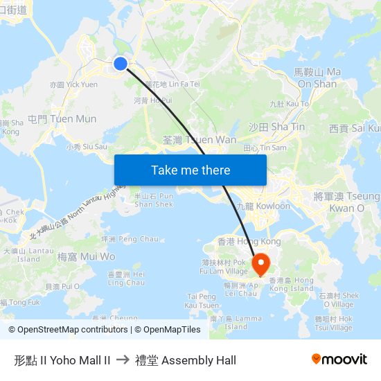 形點 II Yoho Mall II to 禮堂 Assembly Hall map