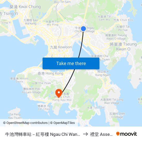牛池灣轉車站－紅萼樓 Ngau Chi Wan Bbi - Hung Ngok House to 禮堂 Assembly Hall map