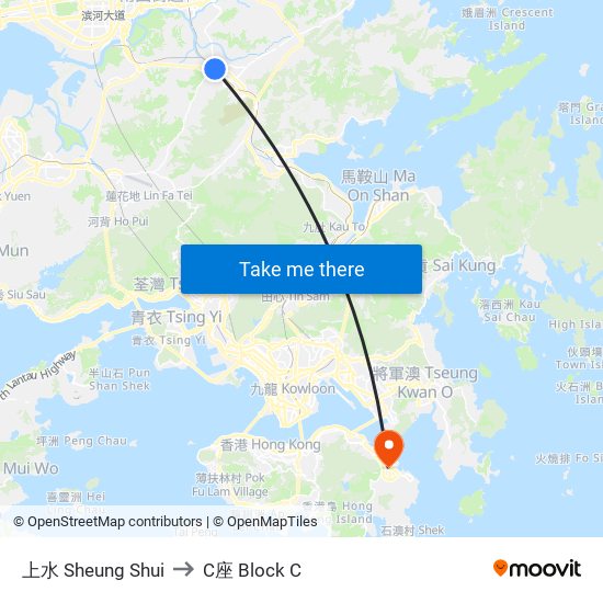 上水 Sheung Shui to C座 Block C map