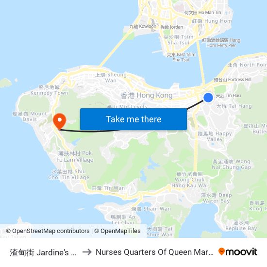 渣甸街 Jardine's Bazaar to Nurses Quarters Of Queen Mary Hospital map