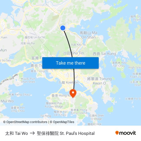 太和 Tai Wo to 聖保祿醫院 St. Paul's Hospital map