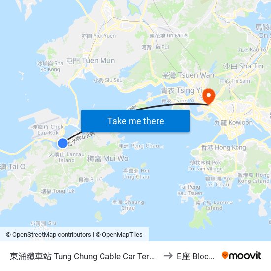 東涌纜車站 Tung Chung Cable Car Terminal to E座 Block E map