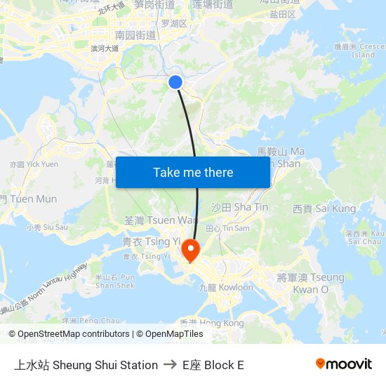 上水站 Sheung Shui Station to E座 Block E map