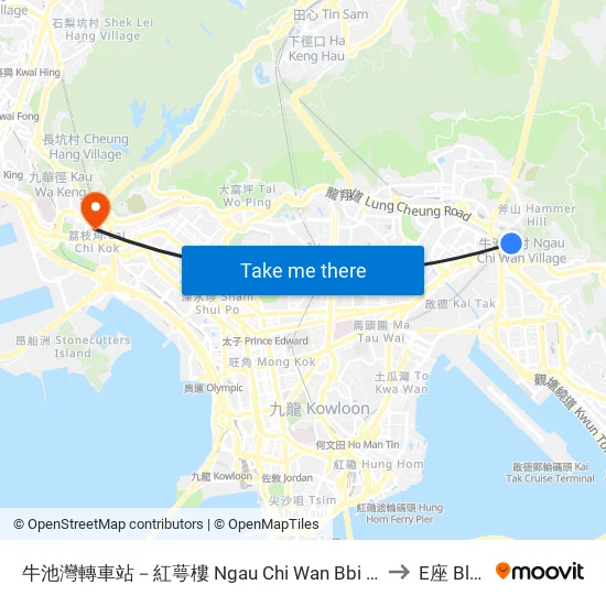 牛池灣轉車站－紅萼樓 Ngau Chi Wan Bbi - Hung Ngok House to E座 Block E map