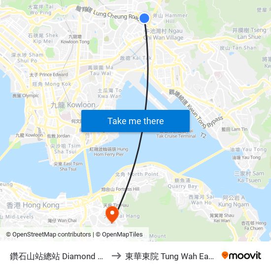 鑽石山站總站 Diamond Hill Station B/T to 東華東院 Tung Wah Eastern Hospital map