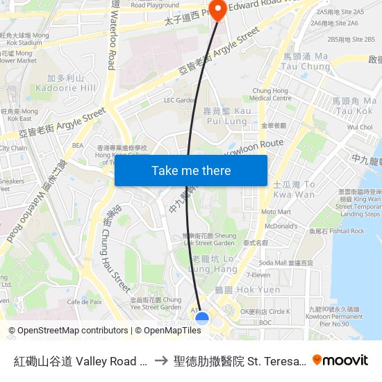 紅磡山谷道 Valley Road Hung Hom to 聖德肋撒醫院 St. Teresa's Hospital map