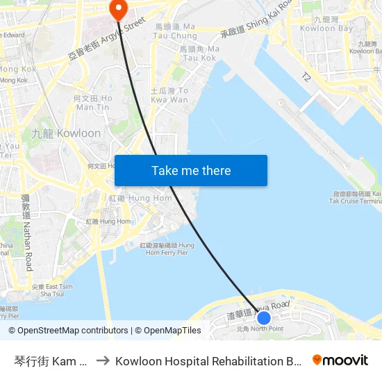 琴行街 Kam Hong Street to Kowloon Hospital Rehabilitation Building (九龍醫院復康大樓) map