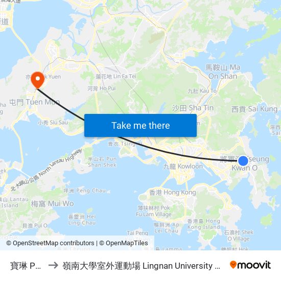 寶琳 Po Lam to 嶺南大學室外運動場 Lingnan University Outdoor Sports Field map