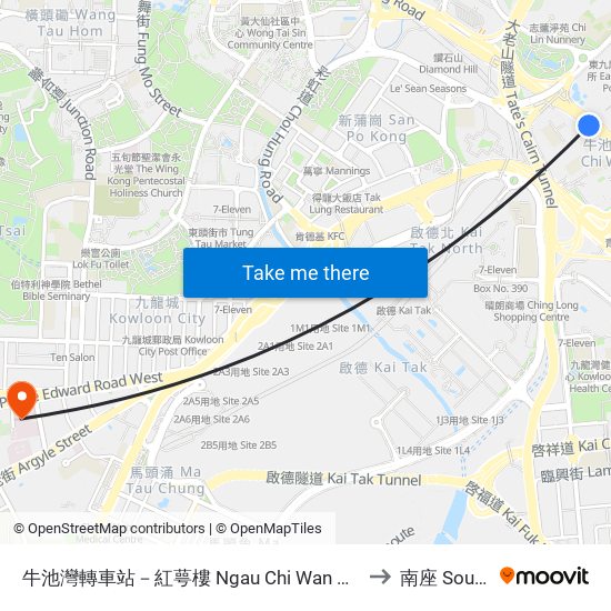 牛池灣轉車站－紅萼樓 Ngau Chi Wan Bbi - Hung Ngok House to 南座 South Wing map