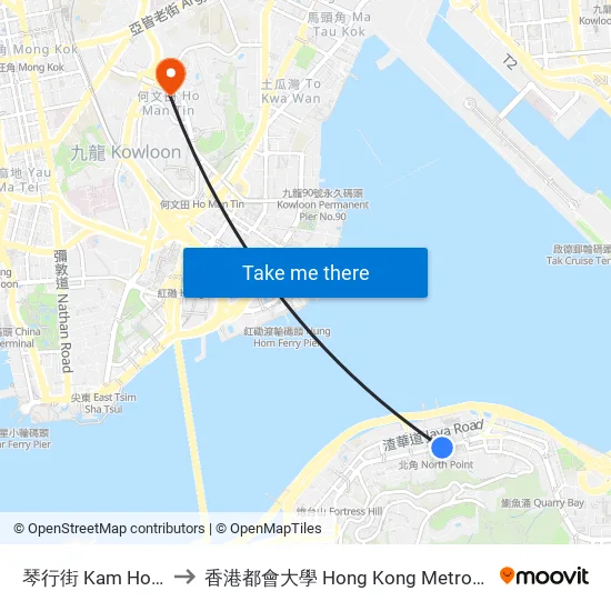 琴行街 Kam Hong Street to 香港都會大學 Hong Kong Metropolitan University map