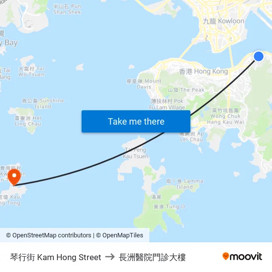 琴行街 Kam Hong Street to 長洲醫院門診大樓 map