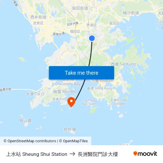上水站 Sheung Shui Station to 長洲醫院門診大樓 map