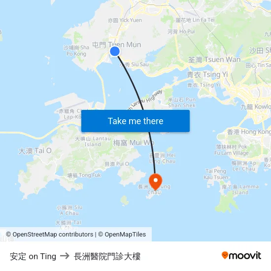 安定 on Ting to 長洲醫院門診大樓 map