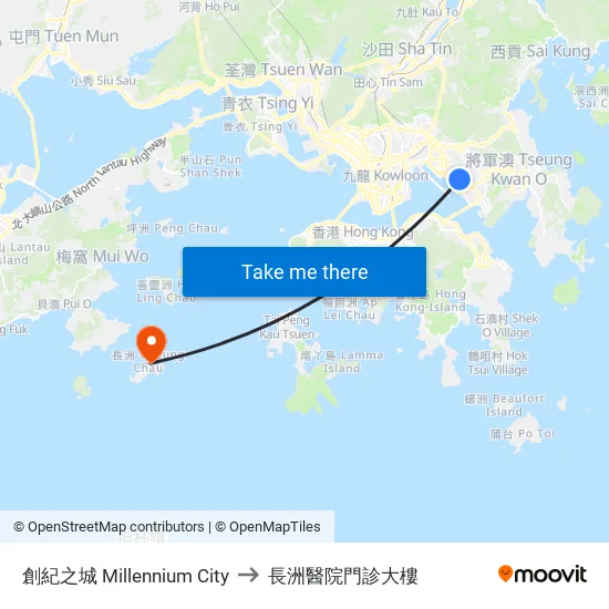 創紀之城 Millennium City to 長洲醫院門診大樓 map