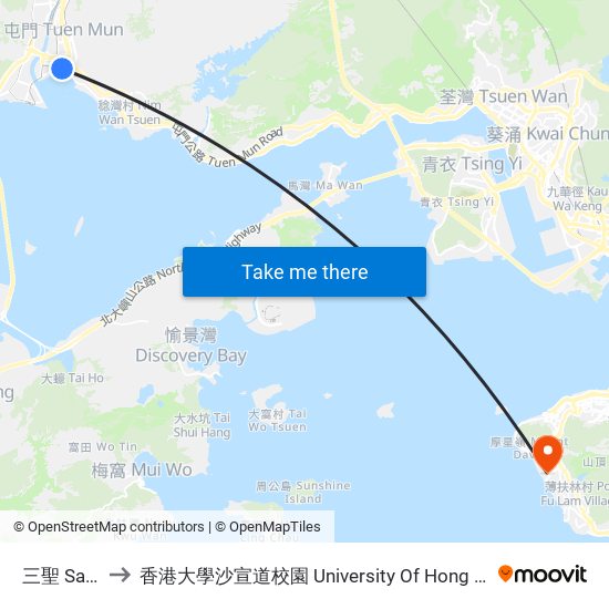 三聖 Sam Shing to 香港大學沙宣道校園 University Of Hong Kong Sassoon Road Campus map