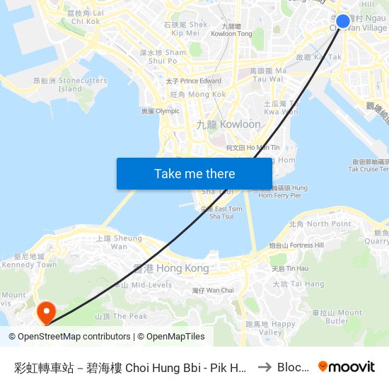 彩虹轉車站－碧海樓 Choi Hung Bbi - Pik Hoi House to Block T map