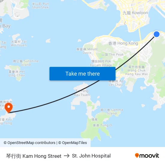 Kam Hong Street to St. John Hospital map