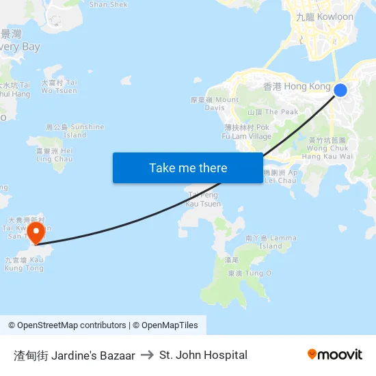 Jardine's Bazaar to St. John Hospital map