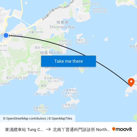 東涌纜車站 Tung Chung Cable Car Terminal to 北南丫普通科門診診所 North Lamma General Out-Patient Clinic map