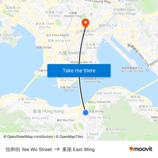 怡和街 Yee Wo Street to 東座 East Wing map