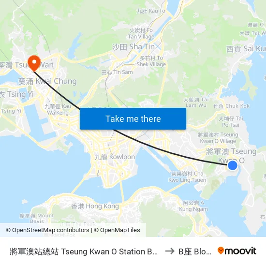 Tseung Kwan O Station Bus Terminus to Block B map