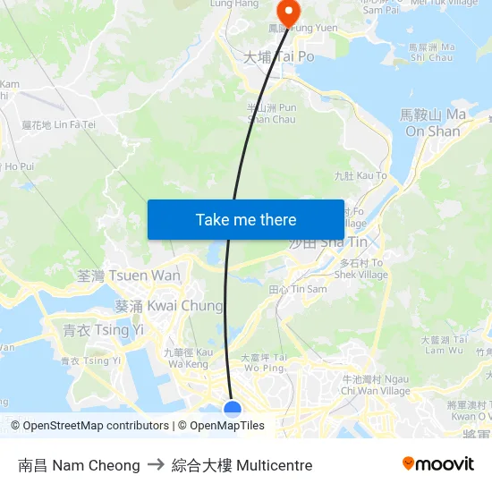 南昌 Nam Cheong to 綜合大樓 Multicentre map