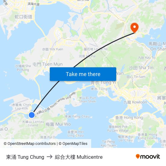 東涌 Tung Chung to 綜合大樓 Multicentre map