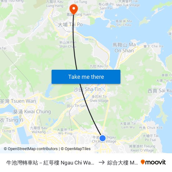 牛池灣轉車站－紅萼樓 Ngau Chi Wan Bbi - Hung Ngok House to 綜合大樓 Multicentre map