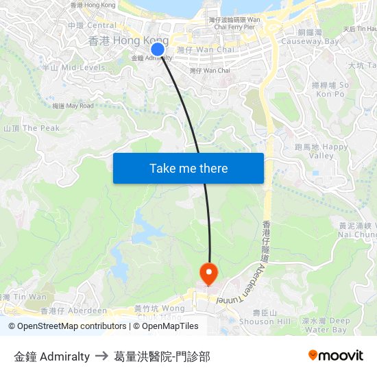 金鐘 Admiralty to 葛量洪醫院-門診部 map