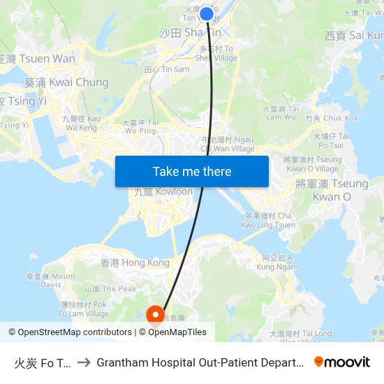 Fo Tan to Grantham Hospital Out-Patient Department map