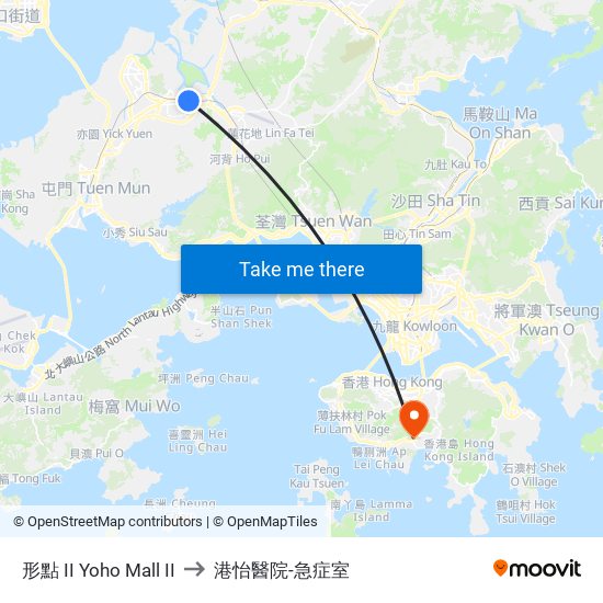 形點 II Yoho Mall II to 港怡醫院-急症室 map