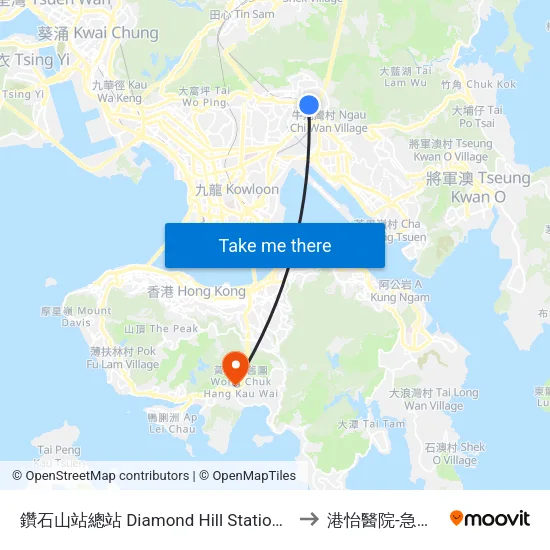 鑽石山站總站 Diamond Hill Station B/T to 港怡醫院-急症室 map