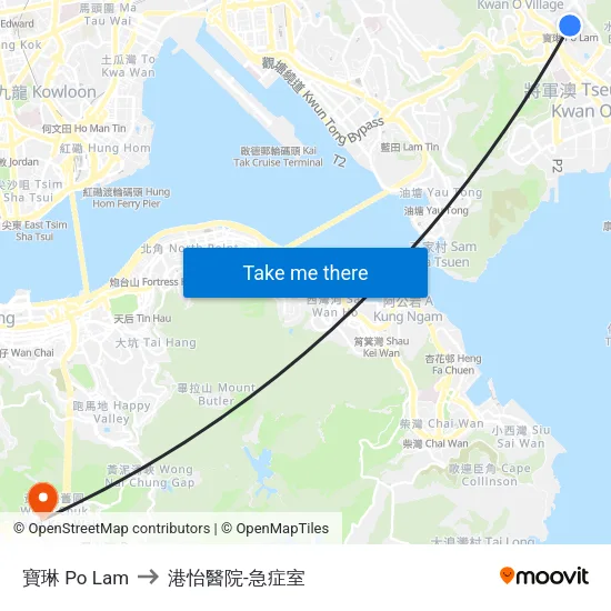 寶琳 Po Lam to 港怡醫院-急症室 map