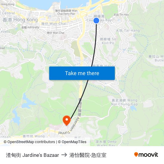 渣甸街 Jardine's Bazaar to 港怡醫院-急症室 map