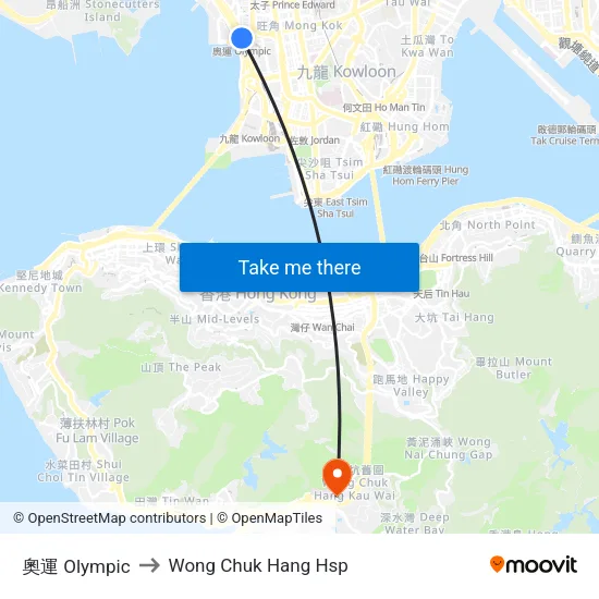 奧運 Olympic to Wong Chuk Hang Hsp map