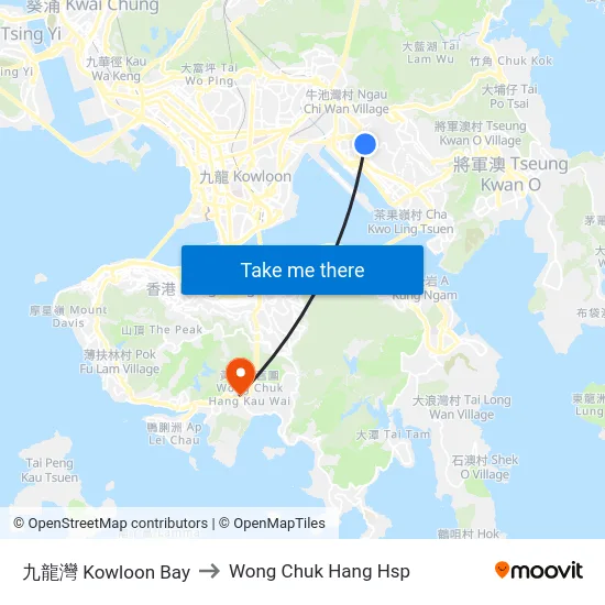 九龍灣 Kowloon Bay to Wong Chuk Hang Hsp map